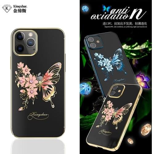 KINGXBAR Bling Butterfly Crystal Case for iphone 12 pro max Diamond Clear Hard Back Cover 12 pro mini Phone Shell Luxury Women