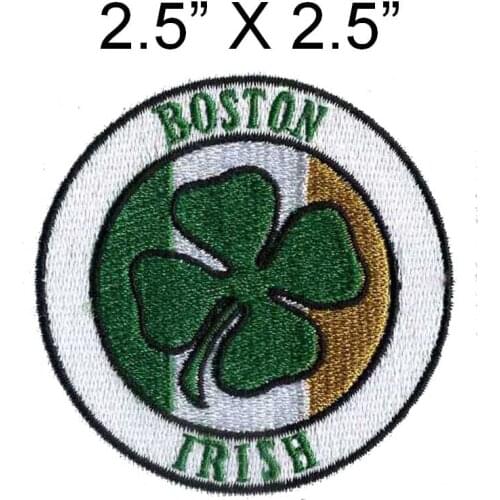 Four-leaved clover 2.5"wide embroidery patch for lucky/IRISH/BOSTON texts