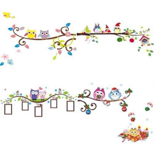 Colorful owl on tree wall stickers for kids room Living room Bedroom home decoration arts cartoon wall decal diy animal sticker