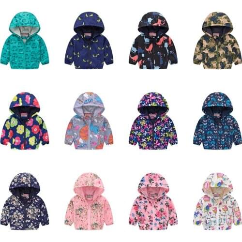 Spring autumn zippy boys girls jacket hooded kids coat cute pattern childrens clothing