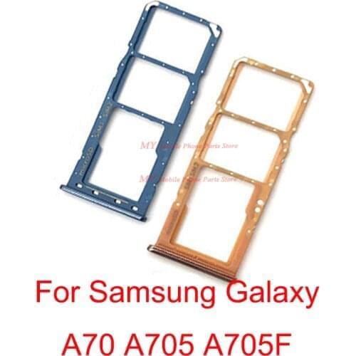Cell Phone Sim Card Tray Holder Reader For Samsung Galaxy A70 A705 A705F Moblie Phone Nano Micro SD Card Slot Adapter Spare Part