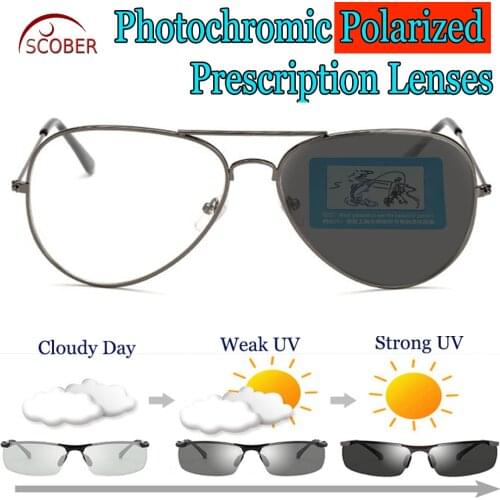 Photochromic GRAY Polarized Prescription sunglasses Custom Made Myopia Minus Prescription Lens -1 -1.5 -2 -2.5 -3 -3.5 -4 TO -6