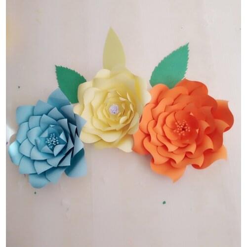 Giant Paper Flowers 3PCS + Leaves 3PCS Nursery Wall Decor Weding Party Decor Bridal Shower Baby Photo backdrop Large Flowers