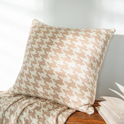 Cotton Cushion cover 45x45cm Hounds tooth Beige Pillow Cover Black White Home Decoration For Sofa Bed Durable Zip Open