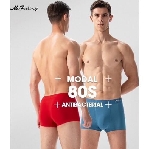【mefeeling Brand】 Men’s Boxer Shorts Underpants Stretch Modal Antibacterial Fabric Individual Packing Traceless Breathable