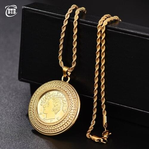 Coin Jewelry Turkey Arab Coins Islam Allah Muslim Pendant Islam Middle East Necklace Gold Coloe Drop Shipping