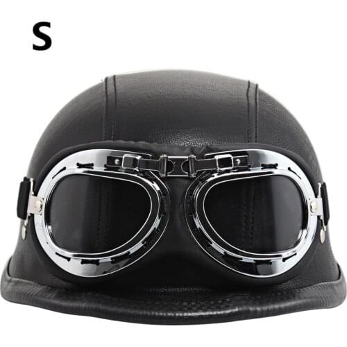 Motorcycle Helmet German Leather Style Vintage Motorcycle Open Face Retro Half Helmet For Cruise Chopper S Helmet Matt Black