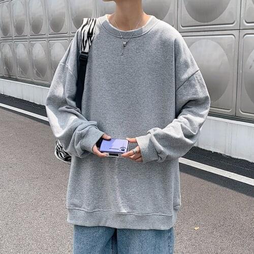 2021 Autumn Men Casual Sweatshirts Harajuku Solid Oversize Hoodie Streetwear Unisex Couple Basic Pullover