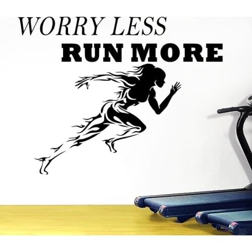Gym Sticker Girl Run Fitness Crossfit Decal Body-building Posters Vinyl Wall Decals Parede Decor Gym Sticker