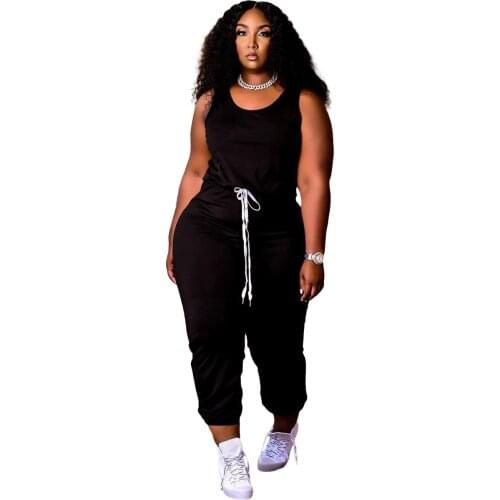 2021 New Jumpsuit Women Elastic Hight Casual Fitness Sporty Rompers Sleeveless African Activewear Skinny Summer Jumpsuits Outfit