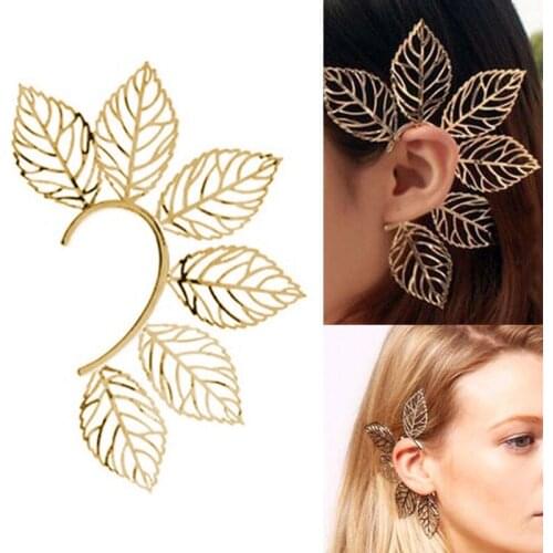 2020 New Arrival Fashion Jewelry 1PC Leaf Seaside Silver Gifts Unique Golden Wedding Alloy Ear Clips Valentines Gift