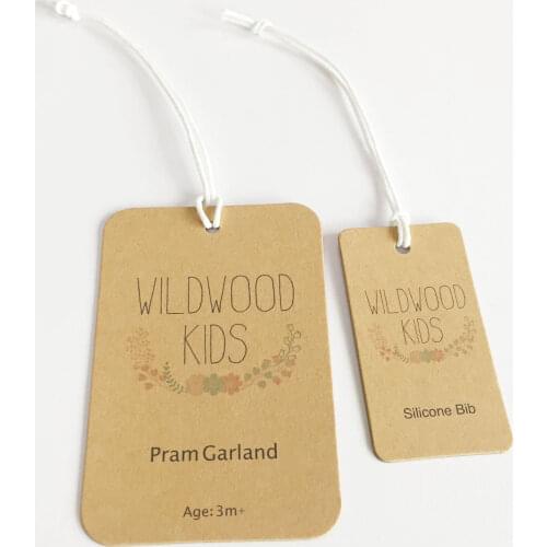 Very Cheaper Custom Eco-Friendly Recycle Double Sides Printed Logo Kraft Hang Tags With String For Clothing