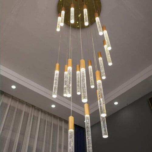 Foyer High ceiling Chandelier Led Crystal Stick lustre de cristal Hotel Living Room Staircase Chandeliers Bar lighting for Home