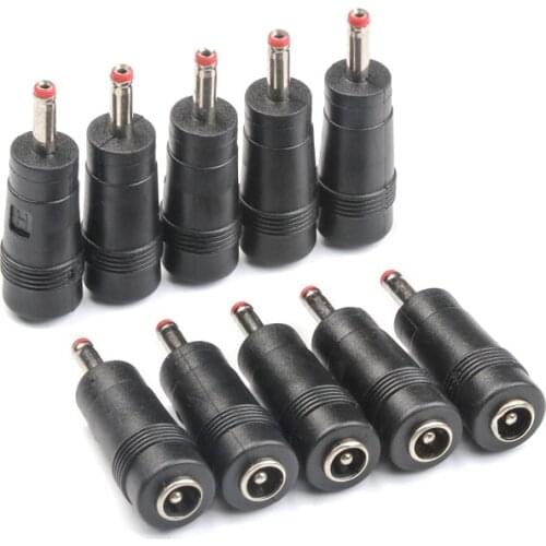 10PCS DC Power Adapter Connector Plug DC Conversion Head Jack Female 5.5*2.1mm Turn Plug Male 3.5*1.35mm Set