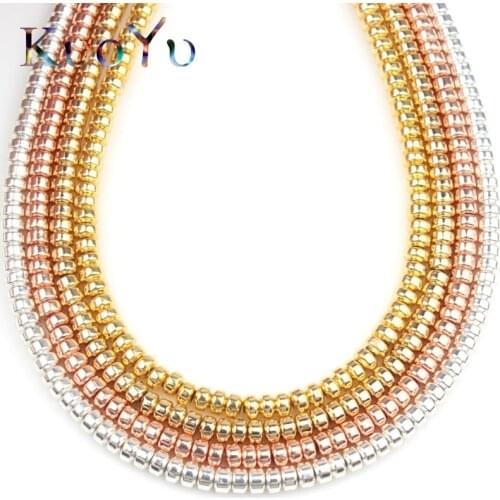 3X2mm Rondelle Hematite Stone Beads Rose Gold Sliver Round Loose Spacer Beads For DIY Women Jewelry Making Necklace Bracelets