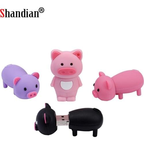 SHANDIAN Pen Drive Cartoon Pink Pig Pendrive 4GB 8GB 16GB 32GB 64GB Usb Flash Drive USB 2.0 Flash Memory Stick Disk on key Gift