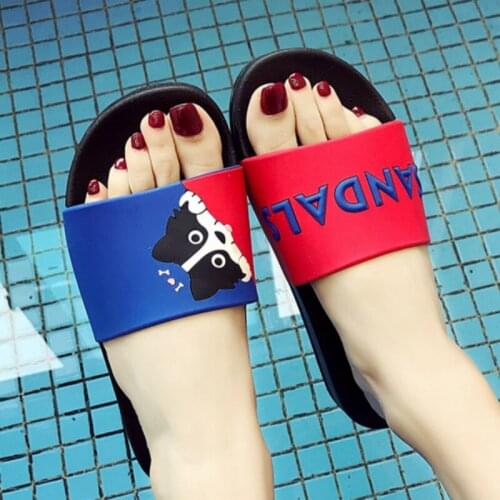 Cute Women Summer Slippers 2020 New Non-slip Soft PVC Cartoon Dog Indoor outdoor sandals Men Home House Shoes Girl Ladies Slides