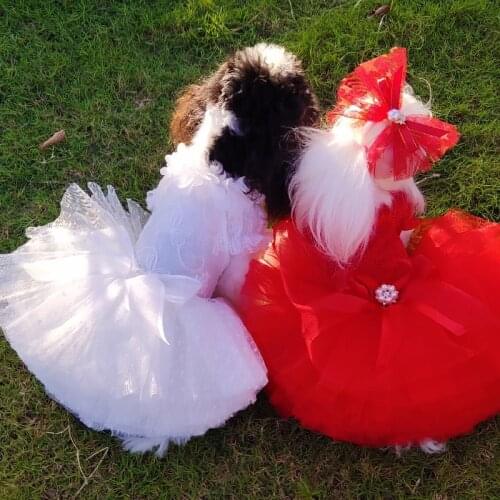 Dog Wedding Dress Summer Pet Dog Clothes Cat Puppy Skirt Yorkshire maltese Pomeranian Poodle Bichon Pet Costume Dog Dresses