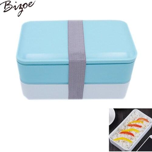 Student PP Bento Box with Plastic Cover 2 Box Lunch Layer Food Storage Container Dishware for Picnics Camping Travel