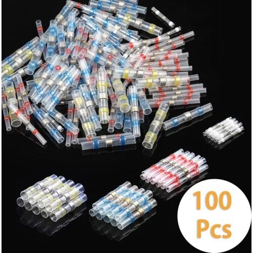 100PCS Polyolefin Heat Shrink Butt Wire Connectors Insulation Waterproof Seal Solder Terminal 4 Sizes Kit