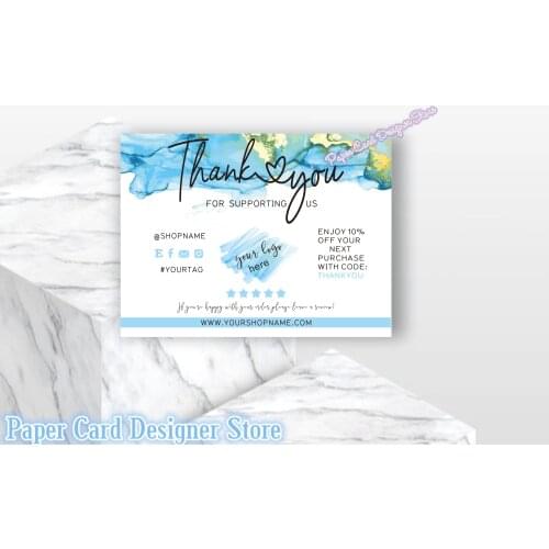Customiz small Business Thank You Card Template, Watercolor Business Card, Thank you for your purchase, Poshmark Thank You Cards