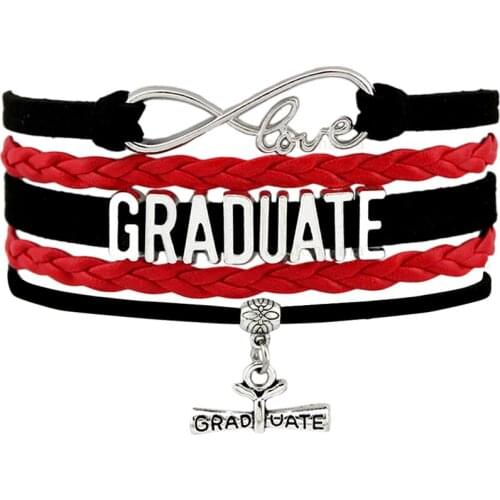Graduation Senior 2020 Bracelets Square College Cap Infinity Love Charm Handmade Bracelets Jewelry Women Men Gift