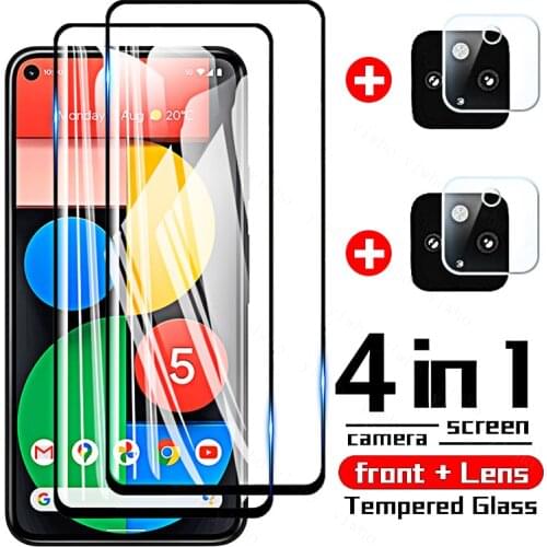 4 In 1 Tempered Glass Screen Protector for Google Pixel 5 Protective Camera Lens Glass on The for Google Pixel 4A 5G Pixel5 4 A