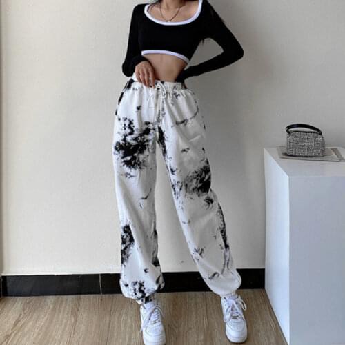 MINGLIUSILI Tie Dye Print Sweatpants Women 2021 Fashion Spring Hip Hop Joggers Women Streetwear Plus Size Casual Trousers