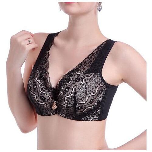 Big size Push Up Bra Lace big Size gathering Bra For Women Ultra Thin Brassiere 80 85 90 95 100 B C D Cup sexy Bra top lace bra