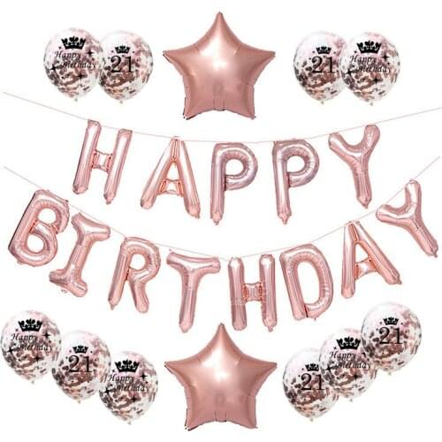 ZLJQ 21st 30th 40th 50th 60th Birthday Balloons Birthday Party Decorations Adult Rose Gold Champagne Number Confetti Balloon 9