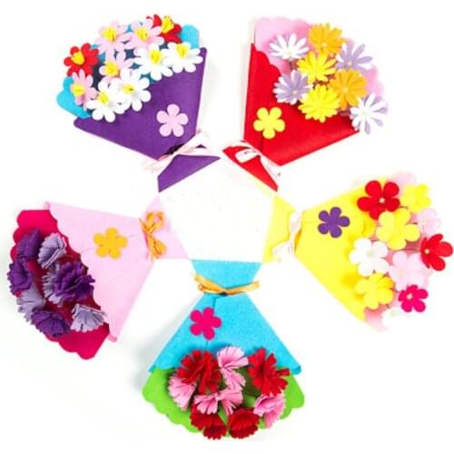 ZYOKRA 5 Colors DIY Bouquet Felt Package Mother Days Gift Nonwoven Felt DIY Early Learning Tool Home Kindergarten Decoration
