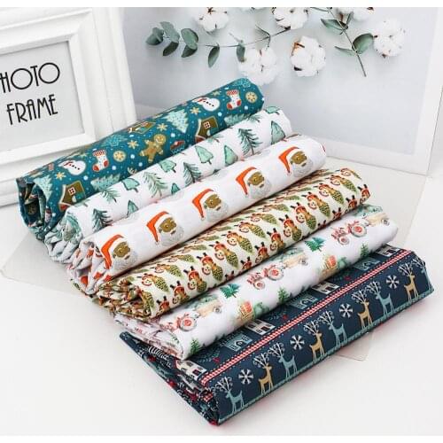 JOJO BOWS Christmas Theme Polyester Cotton Cloth Fabric Printed Sheets DIY Craft Home Textile Dress Apparel Sewing 45*145cm 1pc