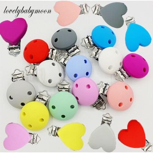 1pc Silicone Pacifier Clip DIY Baby Teething Teether Necklace Bead Tool Nurs Gift Round Heart Accessories Nipple Clasps