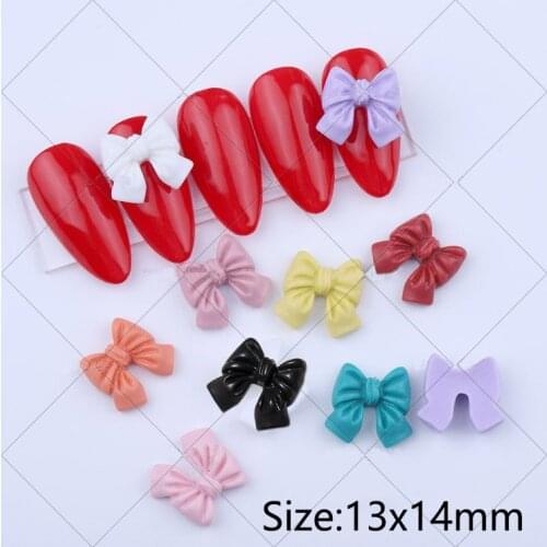 10/30Pcs 13x14mm Bowknots Resin Nail Art Decoration White Rhinestones 3D Cute Bow Ties DIY Manicure Design Fashion Accessories