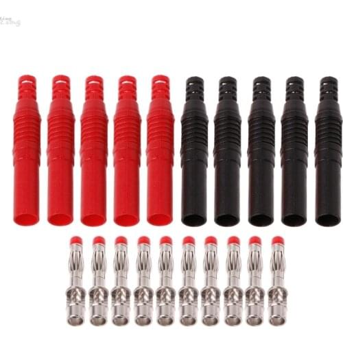 10 Pcs Straight Insulated Safety 4mm Male Banana Plug Wire Solder DIY Connectors