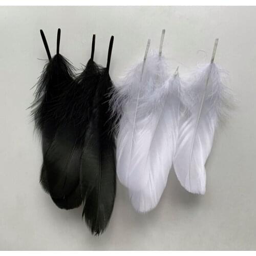 10pcs Diy Jewelry Hair Accessories Hat Big Floating Goose Feather Dream Catcher Feather White Black