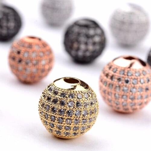 2020 Luxury DIY Crown Copper Beads For Unisex Bracelet Cubic Zirconia Crystal Making Jewelry Charm Gold/Rose Golden for Bracele