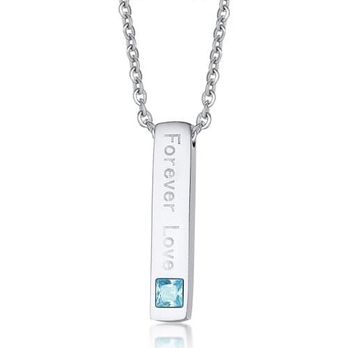 2021 Simple And Fashionable Titanium Steel Forever Love Blue Diamond Charm Pendant Necklace Suitable For Mens Accessories