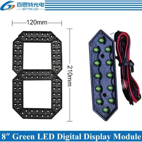 4pcs/lot 8" Green Color Outdoor 7 Seven Segment LED Digital Number Module for Gas Price LED Display module