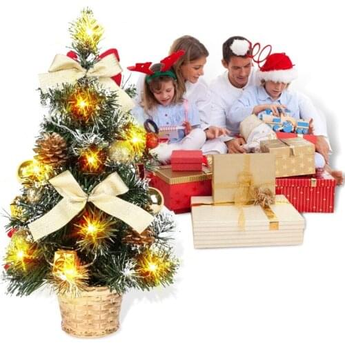 40CM Tall Lighting Luxury Tabletop Christmas Tree Hanging Ornaments Christmas Night Decorative Pine Tree 2020 New Year Kids Gift