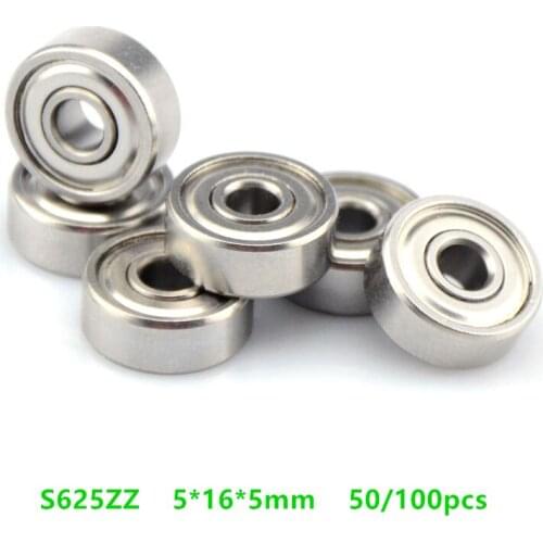 50/100pcs S625ZZ S625 ZZ 5*16*5mm Stainless steel Ball bearing Miniature Deep Groove Ball Bearings 5x16x5 mm