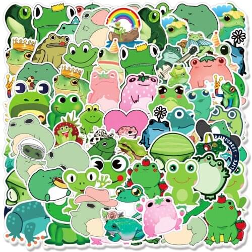 50PCS/Pack Cute Flog Graffiti Stickers For Notebook Skateboard Decal Luggage Refrigerator Animal Cartoon Decal Sticker