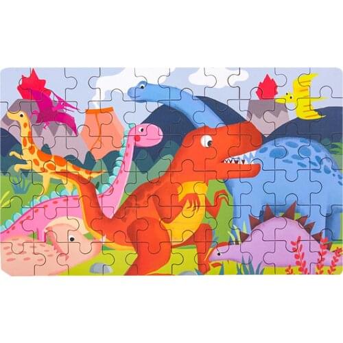 60PCS Children Jigsaws Puzzles Cartoon Traffic Wooden Puzzles Toddler Cartoon Learning Education Puzzle Toy