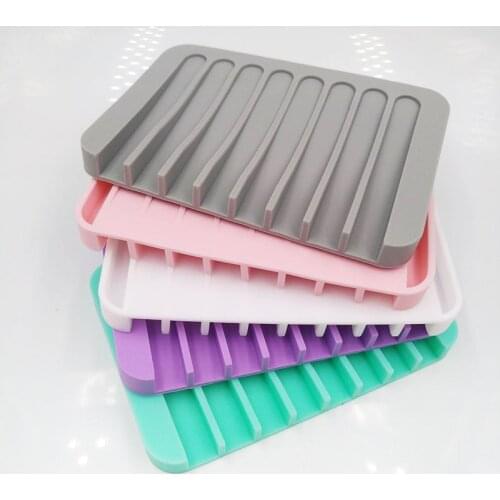 Bathroom Silicone Flexible Soap Dishes Storage Holder Soapbox Plate Tray Drain Creative Bath Tools Soap Dishes