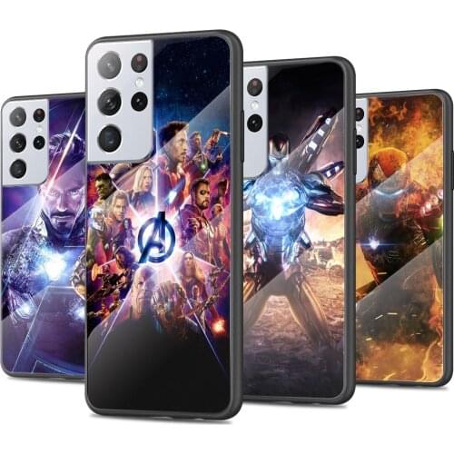 Iron Man Marvel Avengers Tempered Glass Cover For Samsung Galaxy S21 Plus Ultra M21 M31 M51 A52 A72 Phone Case Coque