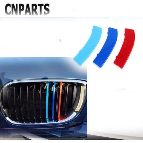 CNPARTS 3D M Styling Car Front Grille Trim Sport Strips Cover Performance Stickers For BMW 3 Series F34 9bars Accessories