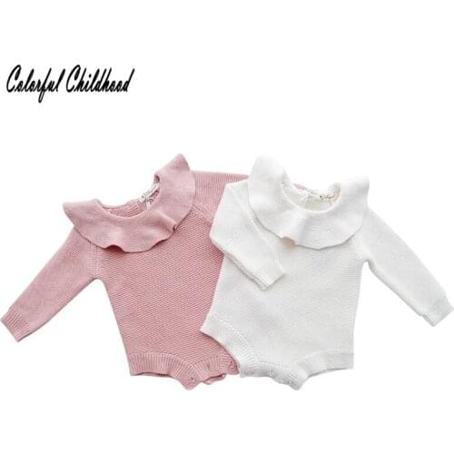 Spring Autumn Baby Girl Knitted Rompers Ruffles Princess Newborn Baby Clothes Girls Full Sleeve Jumpsuit Kids Baby Outfits Clot