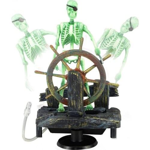 Action-Aquarium Ornament Skeleton Pirate Captain Fish Tank Decoration Landscape L69B