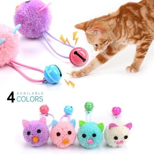 1Pc Cat Toys Plush Mouse Head Shape Bells Self Hi Toys Funny Cat Colorful Plush Mouse Elf Cute Pet Collars Pet Supplies New