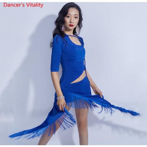 Belly Dance Suit Half Sleeve Top Elegant Tassel Skirt Practice Clothes Set Female Autumn Profession Performance Clothing